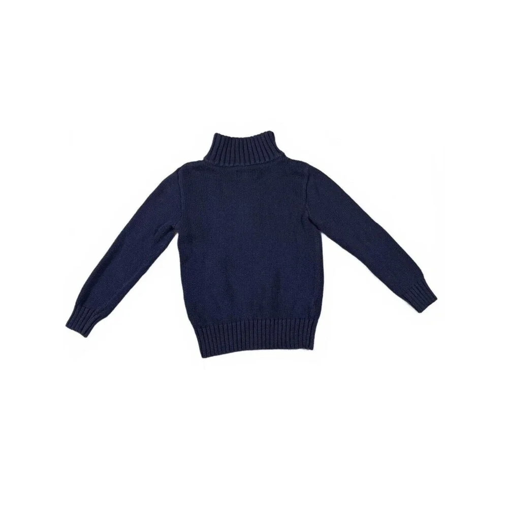 Polo Ralph Lauren Boys Size 6 Navy Quarter Zip Pullover Sweater Cotton Blend